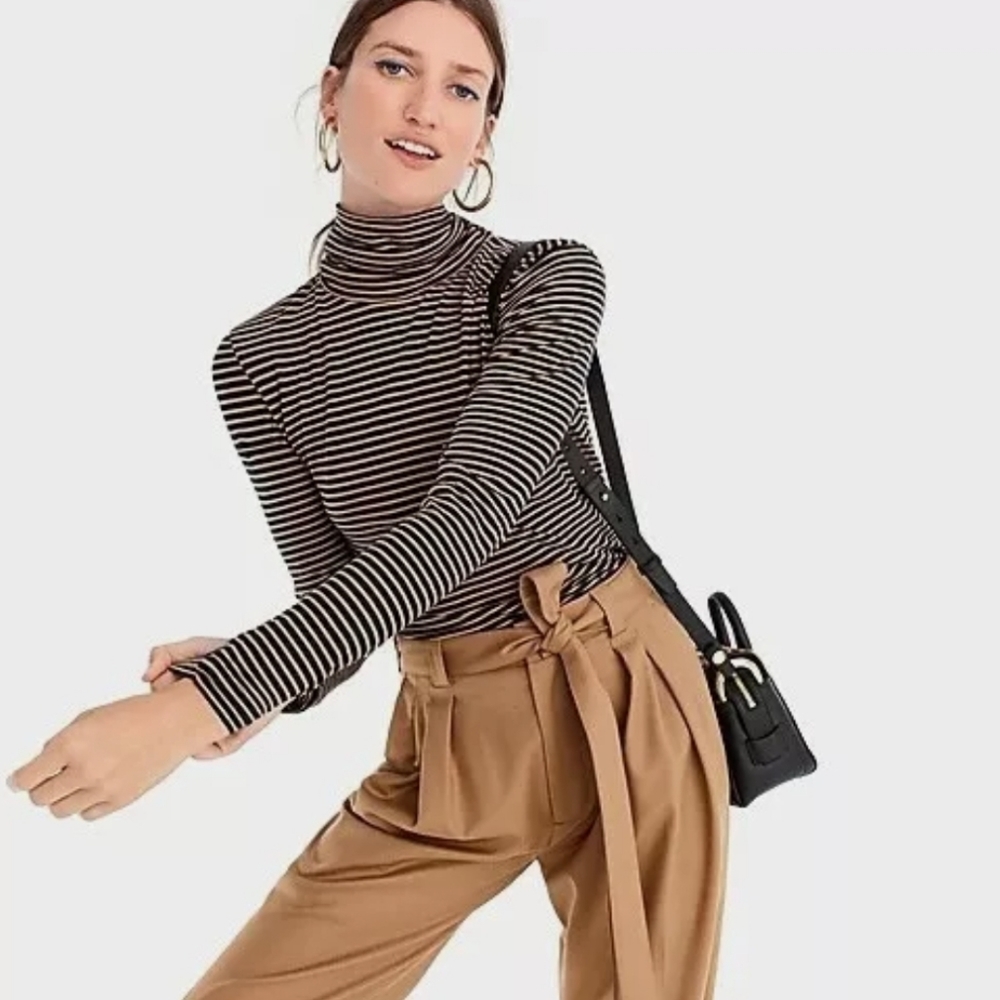 J. Crew Cotton Tissue Turtleneck Stripe T-Shirt